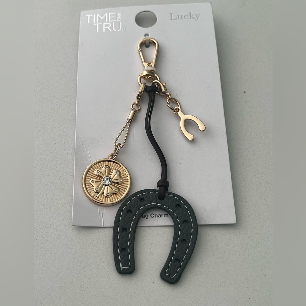 Time and Tru New Lucky Horseshoe Keychain with Gold Charms